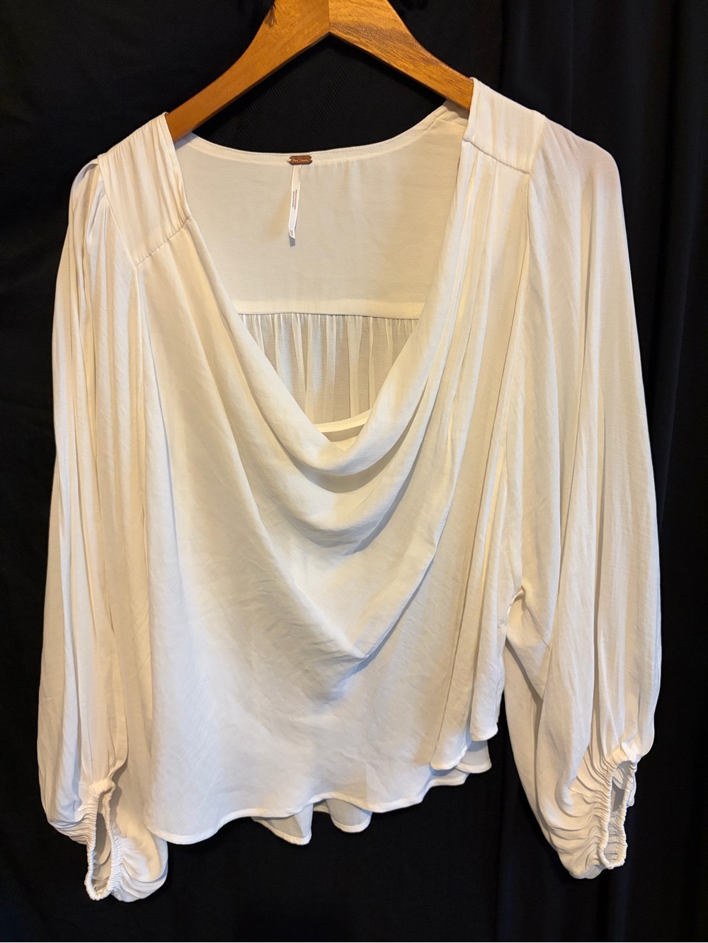 Free People Ivory Cowl Neck Blouse